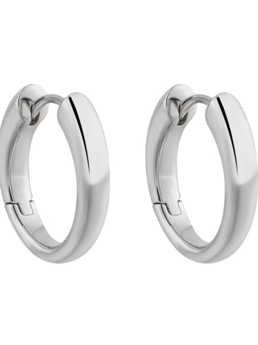 Platinum [12mm] 925 Sterling Silver Geometric Minimalist Hoop Earring
